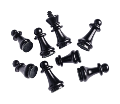 Chess pieces in focus game room isolated on transparent background png