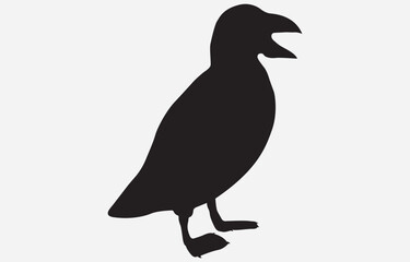 Puffin bird silhouette vector art Illustration Isolated on white background