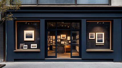 Naklejka premium Modern Art Gallery Storefront with Display Windows