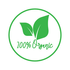 Organic icon with leaf for food