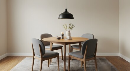 Modern Minimalist Dining Room with Elegant Table and Stylish Chairs
