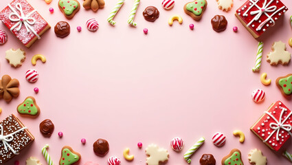 Assorted Christmas Candies and Sweets Creating a Sweet Copy Space for Holiday Treat Messages