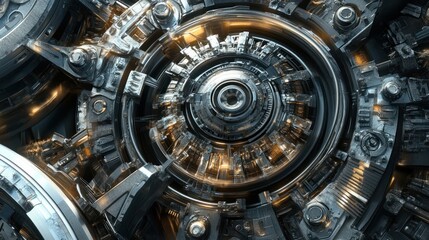 Futuristic Engine Core Design, Abstract Mechanical System