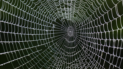 A macro photograph of a spiders web highlighting the similarities between the structure of a web and the interconnectedness of particles in the fabric of the universe.