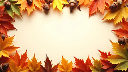 Crisp Autumn Leaves and Acorns Frame for Thanksgiving Messages