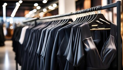 Clothing displayed in a store on clothing rails