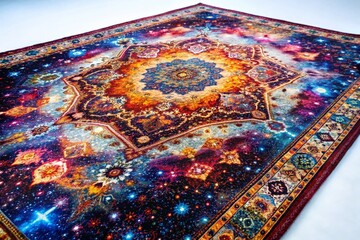 Celestial Rug Product Photography: Vibrant Cosmic Pattern Background