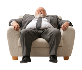 Relaxing businessman in office chair isolated on transparent background png