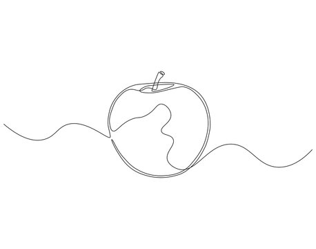 Apple fruit continuous line. Continuous one line drawing apple fruit. Fresh apple concept. single line drawing