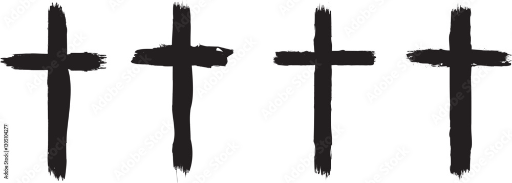 Aufkleber Textured Religion Cross . Christian cross . Vector cross with rough edges
