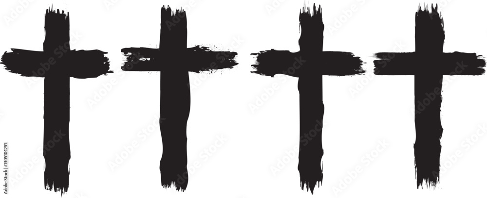 Poster textured religion cross . christian cross . vector cross with rough edges