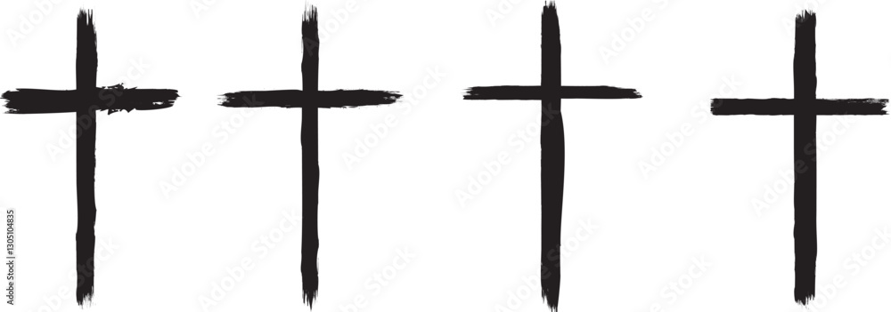 Poster textured religion cross . christian cross . vector cross with rough edges