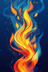 Abstract Fire Art with Vibrant Colors and Dynamic Patterns