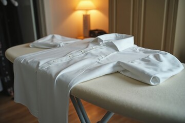A White Shirt Laying on Top of an Ironing Board - Generative AI