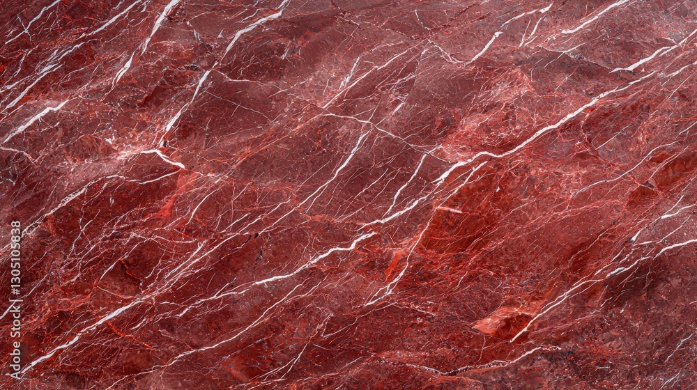 Poster striking red marble texture with intricate veining patterns and a polished finish on a smooth surfac