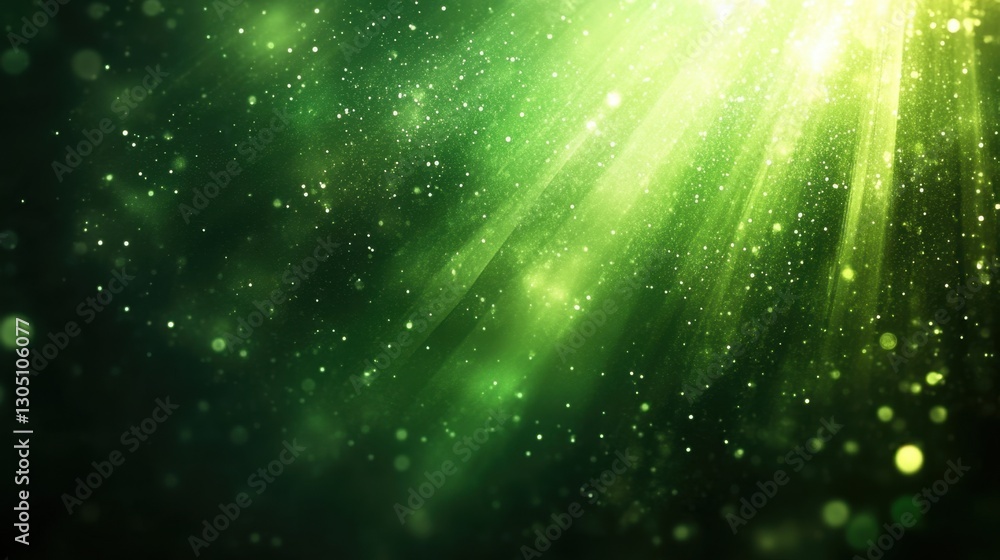 Poster ethereal green light beams illuminate a dark space creating a magical and dreamy atmosphere with spa