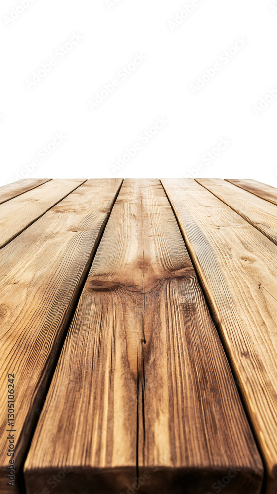 Poster Wooden table top perspective view with transparent background, ideal for displaying products or other objects