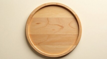 Oval Wooden Tray on Neutral Background Perfect for Mockups and Product Displays