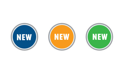 New text tag flat round shape icon vector illustration