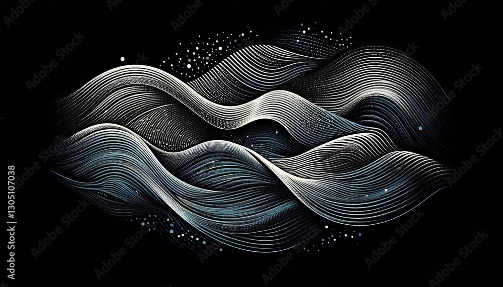 Wall mural waves with added noise subtle or pronounced noise applied to the