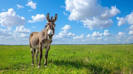A Donkey in a Sunny Meadow