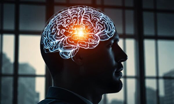 human head with brain