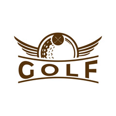 Golf with wings logo design template