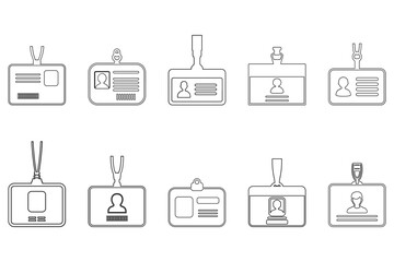 Name Tag Outline Icon Set