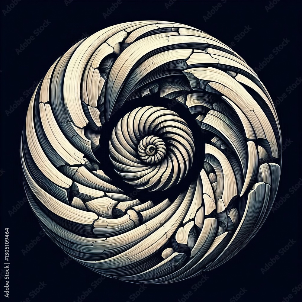 Wall mural whorl with fragment a whorl shape with a fragment or broken ridg