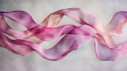 Soft Flowing Ribbons of Pink and Lavender Elegantly Swirling in the Air with Ethereal Texture Effect