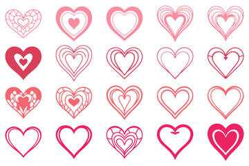Decorative Heart Shape Icon Set
