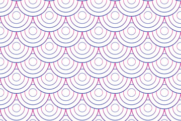 Seamless geometric pattern with repeating semicircles in dark purple and pink lines. Modern, elegant, and perfect for backgrounds, textiles, wallpapers, and branding.