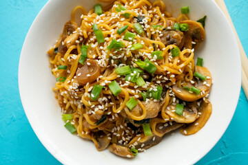 ramen in traditional bowl close up