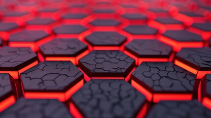 Fototapeta premium Close-up of hexagonal patterns with glowing edges