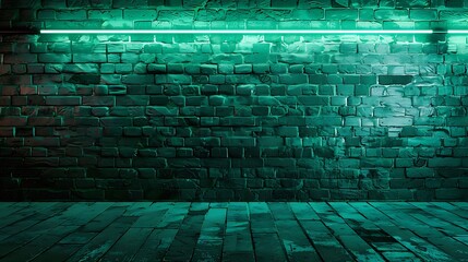 Neon Green Brick Wall Room: Cyberpunk Aesthetic