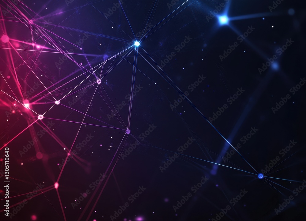 Poster abstract digital network connections with glowing lines and nodes in vibrant pink and blue tones aga