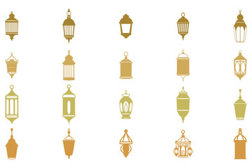 Islamic Lantern Decoration Icon Set