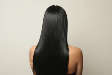 Obraz premium The Back View of a Woman With Long Black Hair - Generative AI