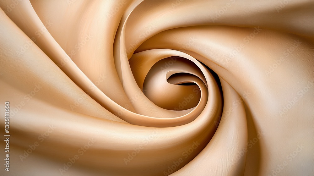 Poster abstract image of swirling beige fabric forming a spiral pattern. soft, smooth texture and subtle li