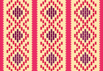 Fondo tejido Oaxaca con greca color rosa y morado sobre beige, México