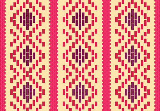 Fondo tejido Oaxaca con greca color rosa y morado sobre beige, M&eacute;xico