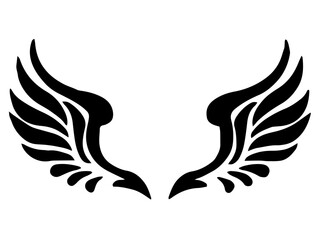 Obraz premium Black and White Drawing of Symmetrical Wings with Flowing Curves, Representing Freedom, Grace, and Elegance, Creating the Effect of Motion and the Beauty of Birds in Flight.