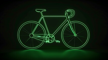 Fototapeta premium Neon Green Bicycle: A Glowing Cycle in the Dark