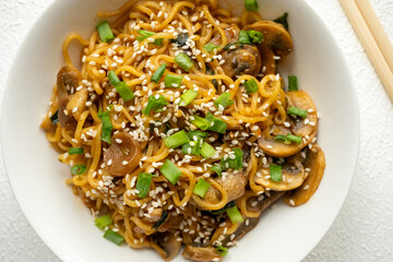 ramen in traditional bowl close up