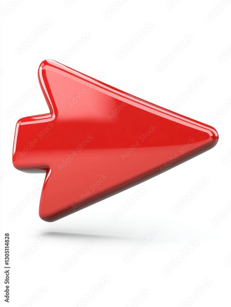 Poster glossy red arrow pointing right direction on white background direction concept navigation choice