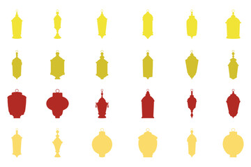 Islamic Lantern Silhouette Icon Set