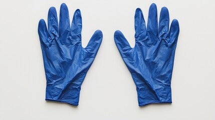 Pair of Blue Latex Gloves on White Background for Hygiene and Safety Concept