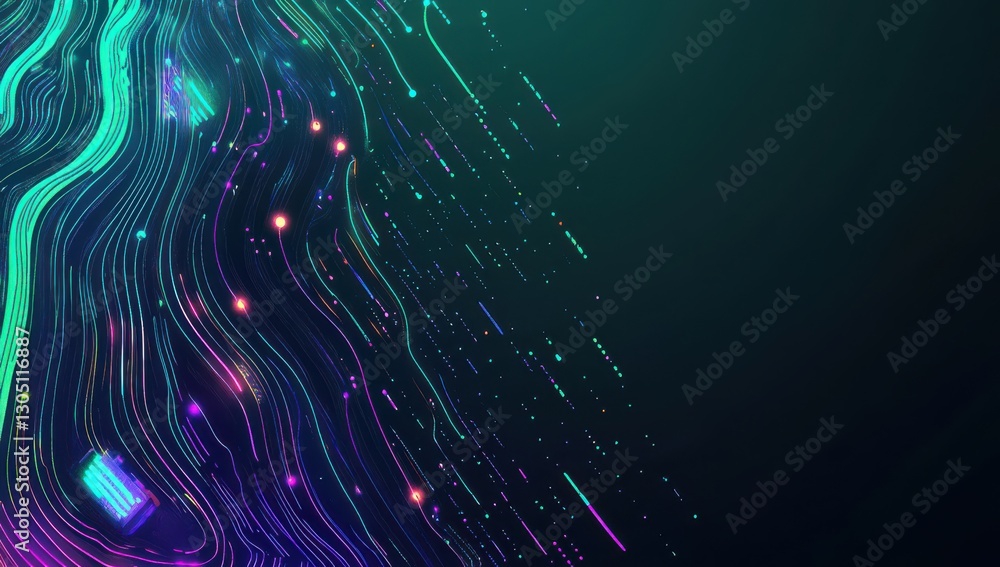 Aufkleber abstract digital waves with vibrant colors and glowing lights creating a mesmerizing background for 
