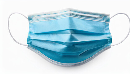 blue medical protective face or surgical mask isolated on white background monkeypox outbreak prevention full depth of field