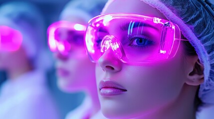 Close-up of a patient receiving advanced laser pigmentation removal, bright clinical setting.